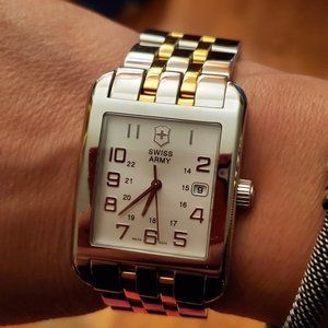 SWISS ARMY SILVER & GOLD TONE WATCH
